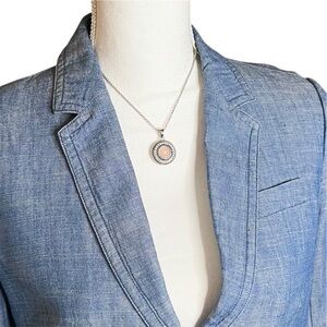 Ginger Snaps Silver & Pink Rose Quartz Gemstone 16” Pendant Necklace Like New